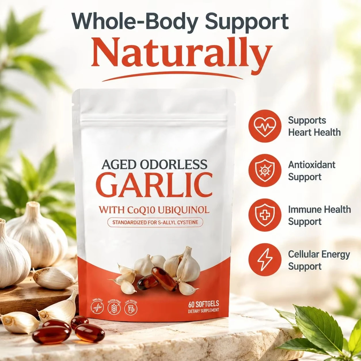 無臭の熟成ニンニク配合ソフトジェル 600mg CoQ10（ - Coq10 Ubiquinol Softgel のレビューと価格